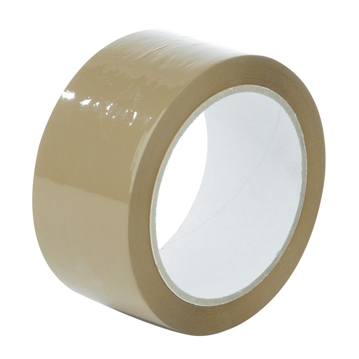BROWN LOW NOISE ACRYLIC PP TAPE 48MM X 132M ROLL 25MU